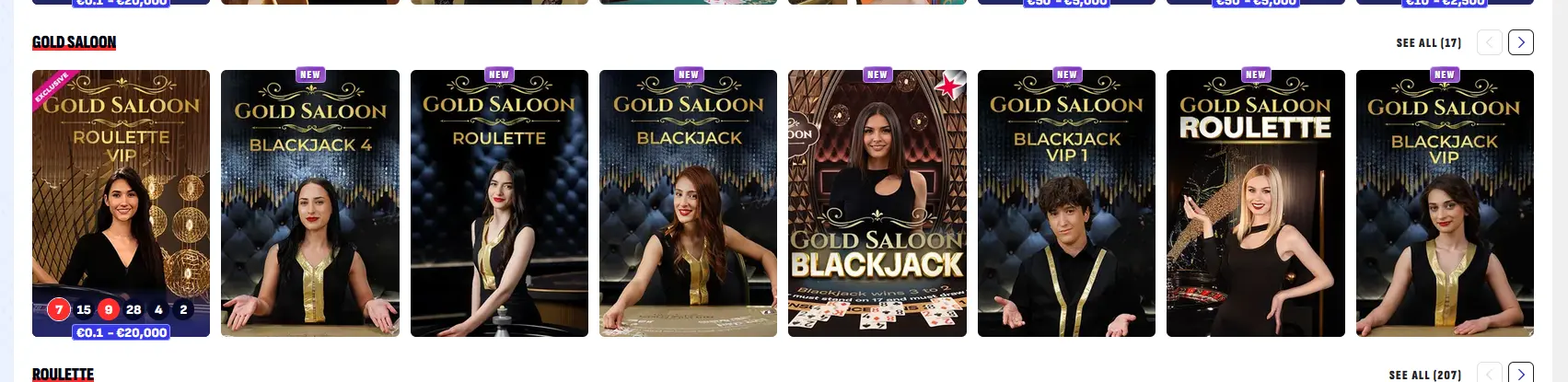 Tematická herní show Gold Saloon v Bankonbet Casino