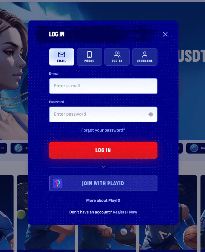 Přihlašovací formulář do účtu Bankonbet Casino